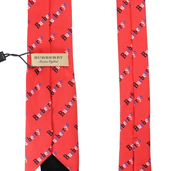 Burberry Men's 100% Silk Red Graphic Print Tie - Picture 3 of 6